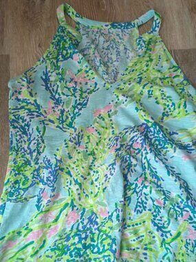 Lilly Pulitzer Arya Sleeveless Tank Top Vibrant Ocean Theme Size medium